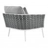 Modway Stance Outdoor Patio Aluminum Left-Facing Armchair in White Gray - Back Side Angle