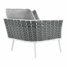 Modway Stance Outdoor Patio Aluminum Left-Facing Armchair in White Gray - Back Side Angle - Modway Stance Outdoor Patio Aluminum Left-Facing Armchair in White Gray - Back Side Angle