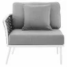Modway Stance Outdoor Patio Aluminum Left-Facing Armchair in White Gray - Front Angle - Modway Stance Outdoor Patio Aluminum Left-Facing Armchair in White Gray - Front Angle