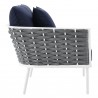 Modway Stance Outdoor Patio Aluminum Left-Facing Armchair in White Navy - Side Angle