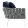 Modway Stance Outdoor Patio Aluminum Left-Facing Armchair in White Navy - Side Angle - Modway Stance Outdoor Patio Aluminum Left-Facing Armchair in White Navy - Side Angle