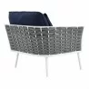 Modway Stance Outdoor Patio Aluminum Left-Facing Armchair in White Navy - Back Side Angle - Modway Stance Outdoor Patio Aluminum Left-Facing Armchair in White Navy - Back Side Angle
