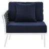 Modway Stance Outdoor Patio Aluminum Left-Facing Armchair in White Navy - Front Angle