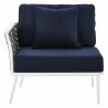 Modway Stance Outdoor Patio Aluminum Left-Facing Armchair in White Navy - Front Angle - Modway Stance Outdoor Patio Aluminum Left-Facing Armchair in White Navy - Front Angle