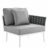 Modway Stance Outdoor Patio Aluminum Right-Facing Armchair - White Gray - Front Side Angle - Modway Stance Outdoor Patio Aluminum Right-Facing Armchair - White Gray - Front Side Angle