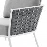 Modway Stance Outdoor Patio Aluminum Right-Facing Armchair - White Gray - Seat Closeup Angle