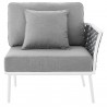 Modway Stance Outdoor Patio Aluminum Right-Facing Armchair - White Gray - Front Angle