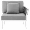 Modway Stance Outdoor Patio Aluminum Right-Facing Armchair - White Gray - Front Angle - Modway Stance Outdoor Patio Aluminum Right-Facing Armchair - White Gray - Front Angle