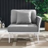 Modway Stance Outdoor Patio Aluminum Right-Facing Armchair - White Gray - Lifestyle