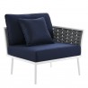 Modway Stance Outdoor Patio Aluminum Right-Facing Armchair - White Navy - Front Side Angle