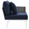 Modway Stance Outdoor Patio Aluminum Right-Facing Armchair - White Navy - Side Angle