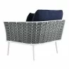 Modway Stance Outdoor Patio Aluminum Right-Facing Armchair - White Navy - Back Side Angle - Modway Stance Outdoor Patio Aluminum Right-Facing Armchair - White Navy - Back Side Angle