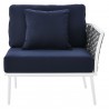Modway Stance Outdoor Patio Aluminum Right-Facing Armchair - White Navy - Front Angle