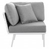 Modway Stance Outdoor Patio Aluminum Corner Chair in White Gray - Side Angle