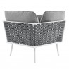 Modway Stance Outdoor Patio Aluminum Corner Chair in White Gray - Back Angle