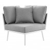 Modway Stance Outdoor Patio Aluminum Corner Chair in White Gray - Front Angle