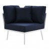 Modway Stance Outdoor Patio Aluminum Corner Chair in White Navy - Front Angle