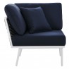 Modway Stance Outdoor Patio Aluminum Corner Chair in White Navy - Side Angle