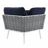 Modway Stance Outdoor Patio Aluminum Corner Chair in White Navy - Back Angle