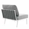 Modway Stance Outdoor Patio Aluminum Armless Chair in White Gray - Back Side Angle - Modway Stance Outdoor Patio Aluminum Armless Chair in White Gray - Back Side Angle