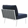 Modway Stance Outdoor Patio Aluminum Armless Chair in White Navy - Back Side Angle - Modway Stance Outdoor Patio Aluminum Armless Chair in White Navy - Back Side Angle