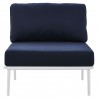 Modway Stance Outdoor Patio Aluminum Armless Chair in White Navy - Front Angle