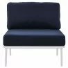 Modway Stance Outdoor Patio Aluminum Armless Chair in White Navy - Front Angle - Modway Stance Outdoor Patio Aluminum Armless Chair in White Navy - Front Angle