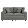 Modway Commix Overstuffed Outdoor Patio Loveseat in Charcoal - Front Angle