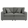 Modway Commix Overstuffed Outdoor Patio Loveseat in Charcoal - Front Angle - Modway Commix Overstuffed Outdoor Patio Loveseat in Charcoal - Front Angle