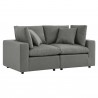 Modway Commix Overstuffed Outdoor Patio Loveseat in Charcoal - Front Side Angle