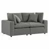 Modway Commix Overstuffed Outdoor Patio Loveseat in Charcoal - Front Side Angle - Modway Commix Overstuffed Outdoor Patio Loveseat in Charcoal - Front Side Angle