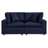 Modway Commix Overstuffed Outdoor Patio Loveseat in Navy - Front  Angle