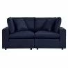 Modway Commix Overstuffed Outdoor Patio Loveseat in Navy - Front  Angle - Modway Commix Overstuffed Outdoor Patio Loveseat in Navy - Front  Angle