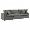Modway Commix Overstuffed Outdoor Patio Sofa - Charcoal - Front Side Angle