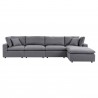 Modway Commix 5-Piece Sunbrella® Outdoor Patio Sectional Sofa - Gray - Set in Front Angle