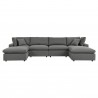 Modway Commix 6-Piece Outdoor Patio Sectional Sofa - Charcoal - Top Angle - Front Angle