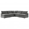 Modway Commix 5-Piece Outdoor Patio Sectional Sofa - Charcoal - Set in Front Angle