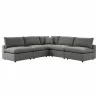 Modway Commix 5-Piece Outdoor Patio Sectional Sofa - Charcoal - Set in Front Angle - Modway Commix 5-Piece Outdoor Patio Sectional Sofa - Charcoal - Set in Front Angle