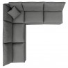 Modway Commix 5-Piece Outdoor Patio Sectional Sofa - Charcoal - Set in Top Angle