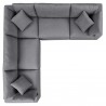 Modway Commix 5-Piece Sunbrella® Outdoor Patio Sectional Sofa - Gray - Set in Top Angle