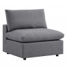 Modway Commix 5-Piece Sunbrella® Outdoor Patio Sectional Sofa - Gray - Armless Chair in Front Side Angle