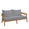 Modway Brisbane Teak Wood Outdoor Patio Loveseat in Natural Gray - Front Side Angle