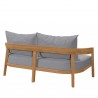 Modway Brisbane Teak Wood Outdoor Patio Loveseat in Natural Gray - Back Side Angle