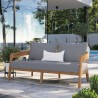Modway Brisbane Teak Wood Outdoor Patio Loveseat in Natural Gray - Lifestyle
