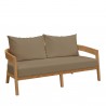 Modway Brisbane Teak Wood Outdoor Patio Loveseat in Natural Light Brown - Front Side Angle