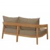 Modway Brisbane Teak Wood Outdoor Patio Loveseat in Natural Light Brown - Back Side Angle