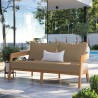 Modway Brisbane Teak Wood Outdoor Patio Loveseat in Natural Light Brown - Lifestyle