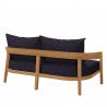 Modway Brisbane Teak Wood Outdoor Patio Loveseat in Natural Navy - Back Side Angle