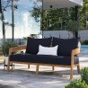 Modway Brisbane Teak Wood Outdoor Patio Loveseat in Natural Navy - Lifestyle