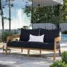 Modway Brisbane Teak Wood Outdoor Patio Loveseat in Natural Navy - Lifestyle - Modway Brisbane Teak Wood Outdoor Patio Loveseat in Natural Navy - Lifestyle